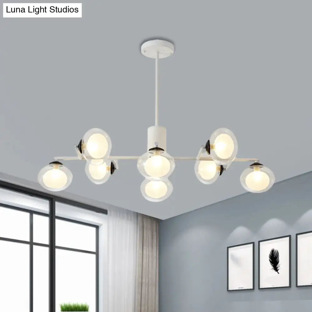 DecorBites™ Modern Oval Shade Island Light - 8/12 Lights Glass Suspension Light in Black/White