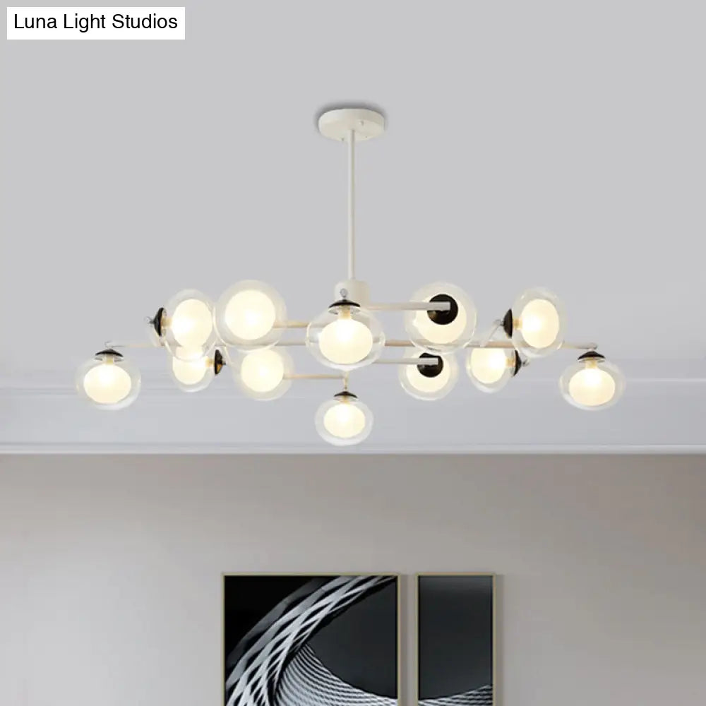 DecorBites™ Modern Oval Shade Island Light - 8/12 Lights Glass Suspension Light in Black/White