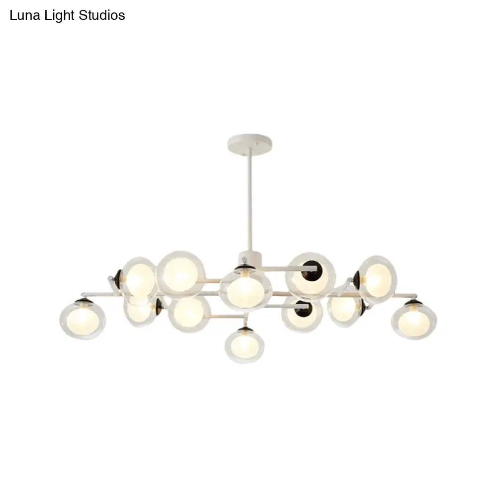 DecorBites™ Modern Oval Shade Island Light - 8/12 Lights Glass Suspension Light in Black/White