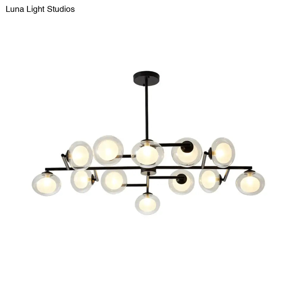 DecorBites™ Modern Oval Shade Island Light - 8/12 Lights Glass Suspension Light in Black/White
