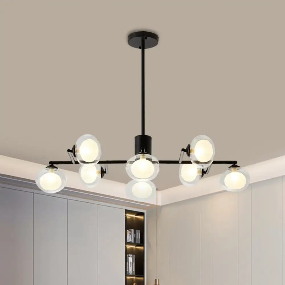 DecorBites™ Modern Oval Shade Island Light - 8/12 Lights Glass Suspension Light in Black/White