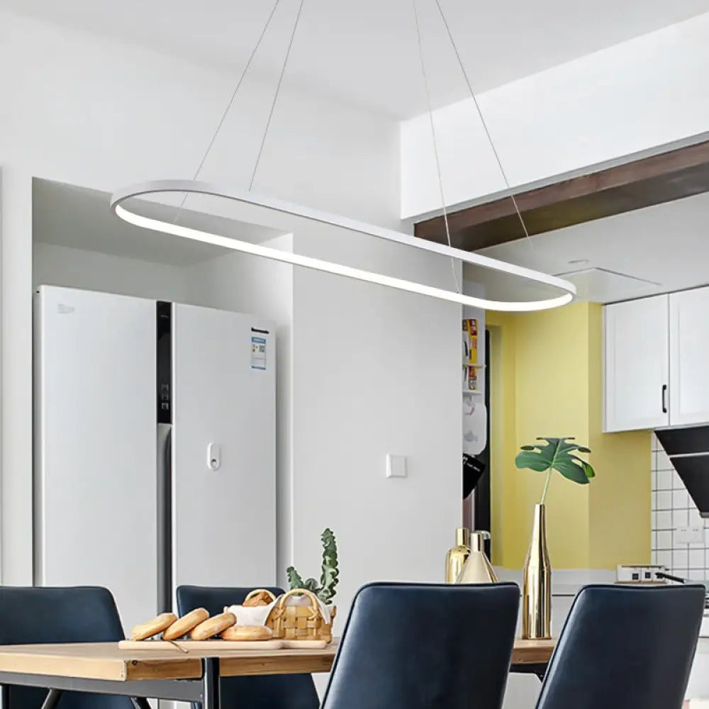 DecorBites™ Modern Oval Suspended LED Restaurant Island Light in Black/White: Stylish Metal Fixture