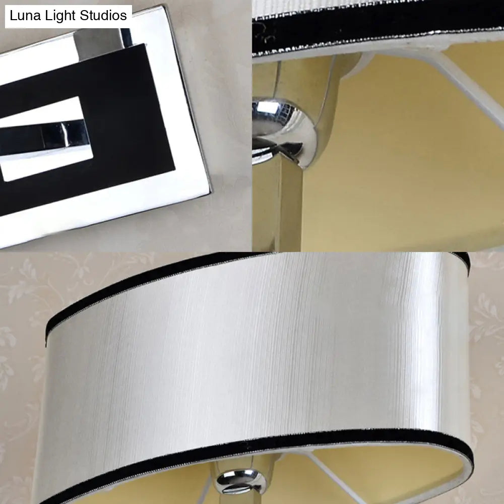 DecorBites™ Modern Oval Wall Sconce: Chrome LED Fabric Lighting for Bedside