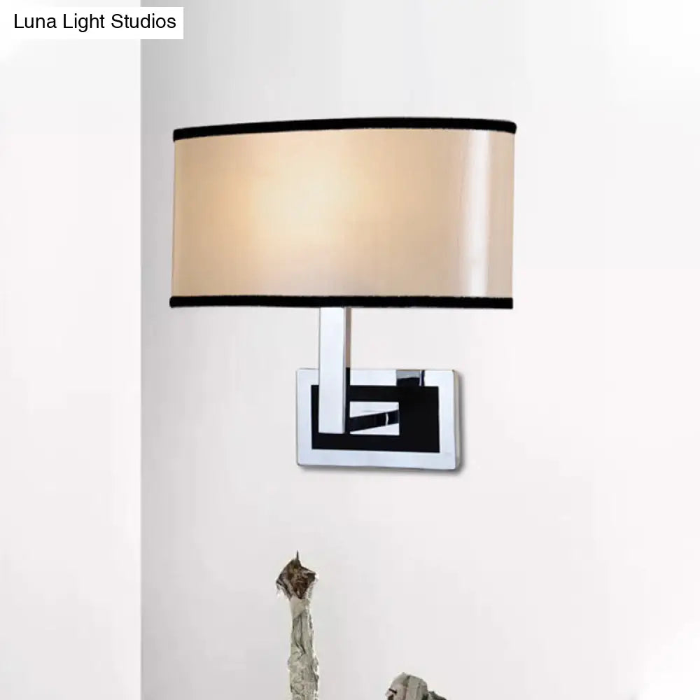 DecorBites™ Modern Oval Wall Sconce: Chrome LED Fabric Lighting for Bedside