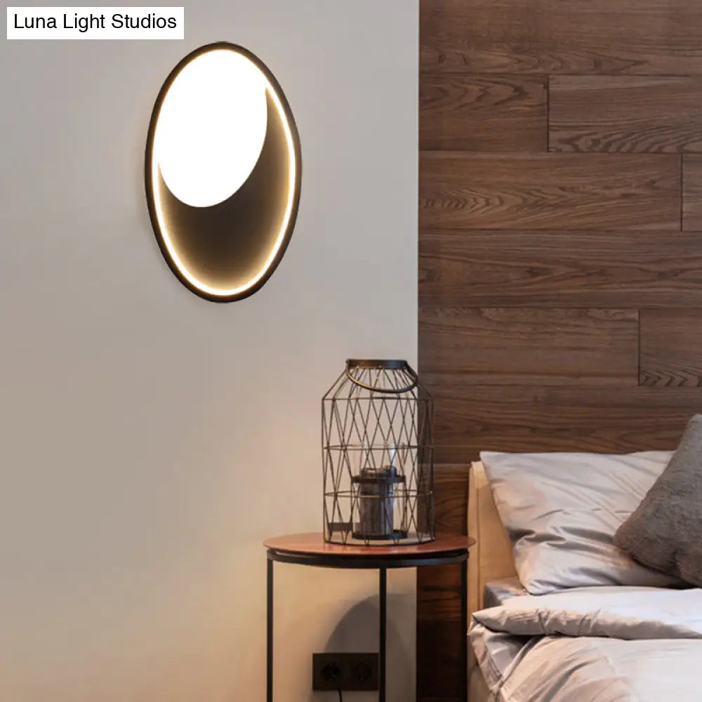 DecorBites™ Modern Oval Wall Sconce Light - Acrylic White/Black LED Wall Lamp for Bedroom - Warm/White Light