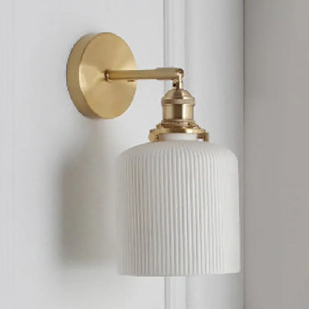 DecorBites™ Modern Porcelain Wall Lamp with Brass Socket - White, 1 Light, 5/6/8.5 Inch Width - Ideal for Dining Room & Foyer