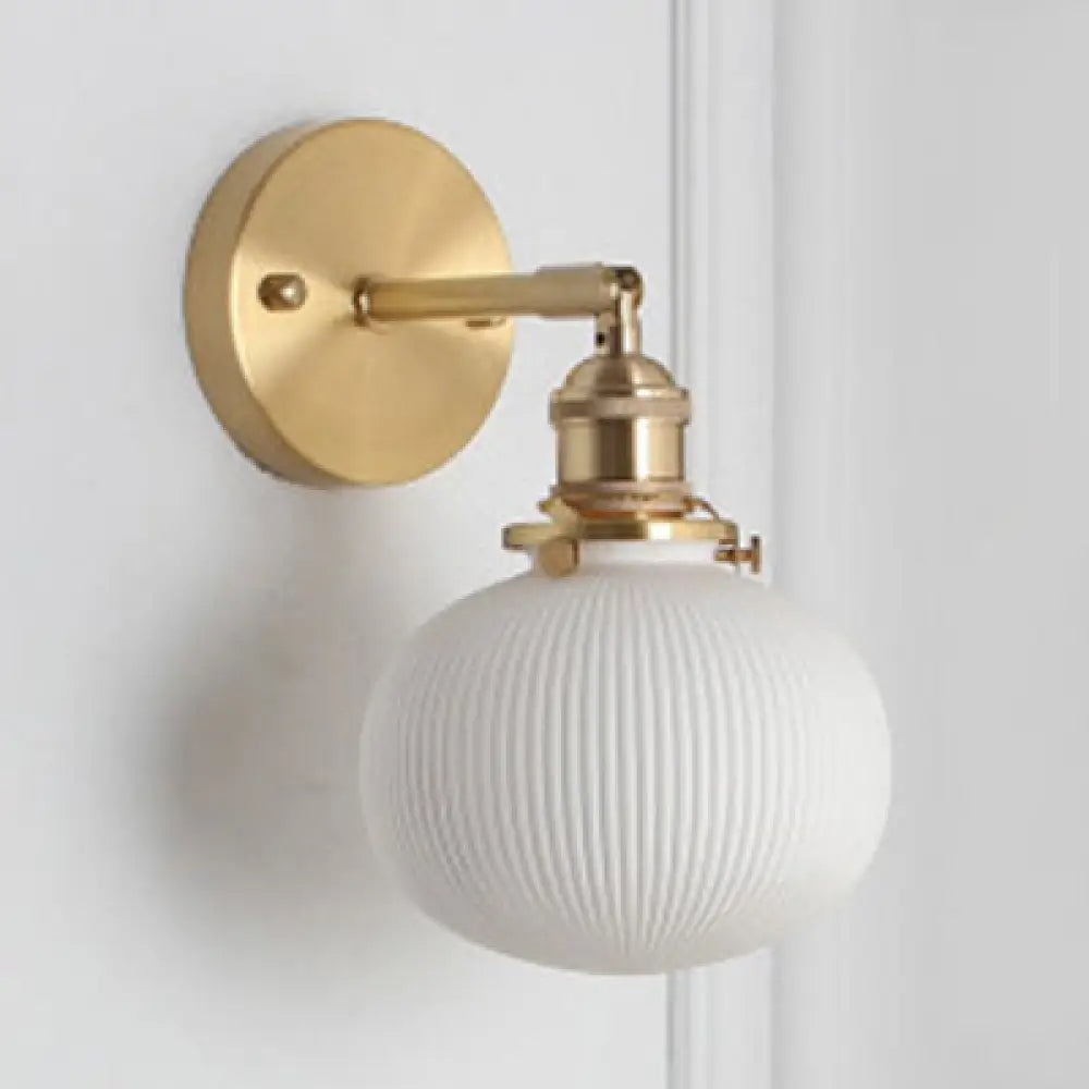 DecorBites™ Modern Porcelain Wall Lamp with Brass Socket - White, 1 Light, 5/6/8.5 Inch Width - Ideal for Dining Room & Foyer