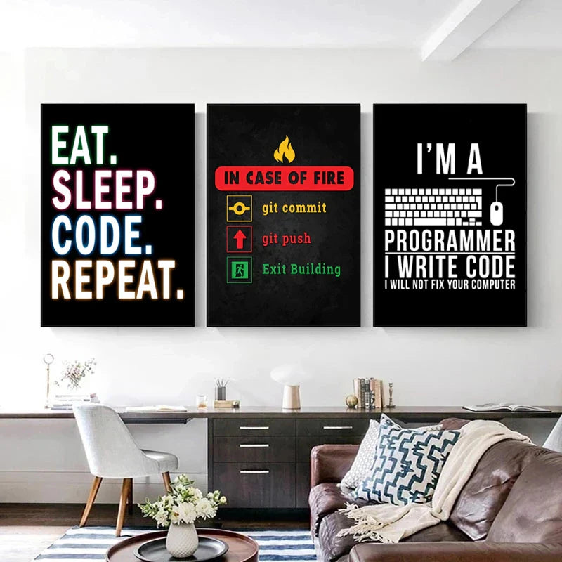 DecorBites™ Modern Programmer Gamer Canvas Wall Art