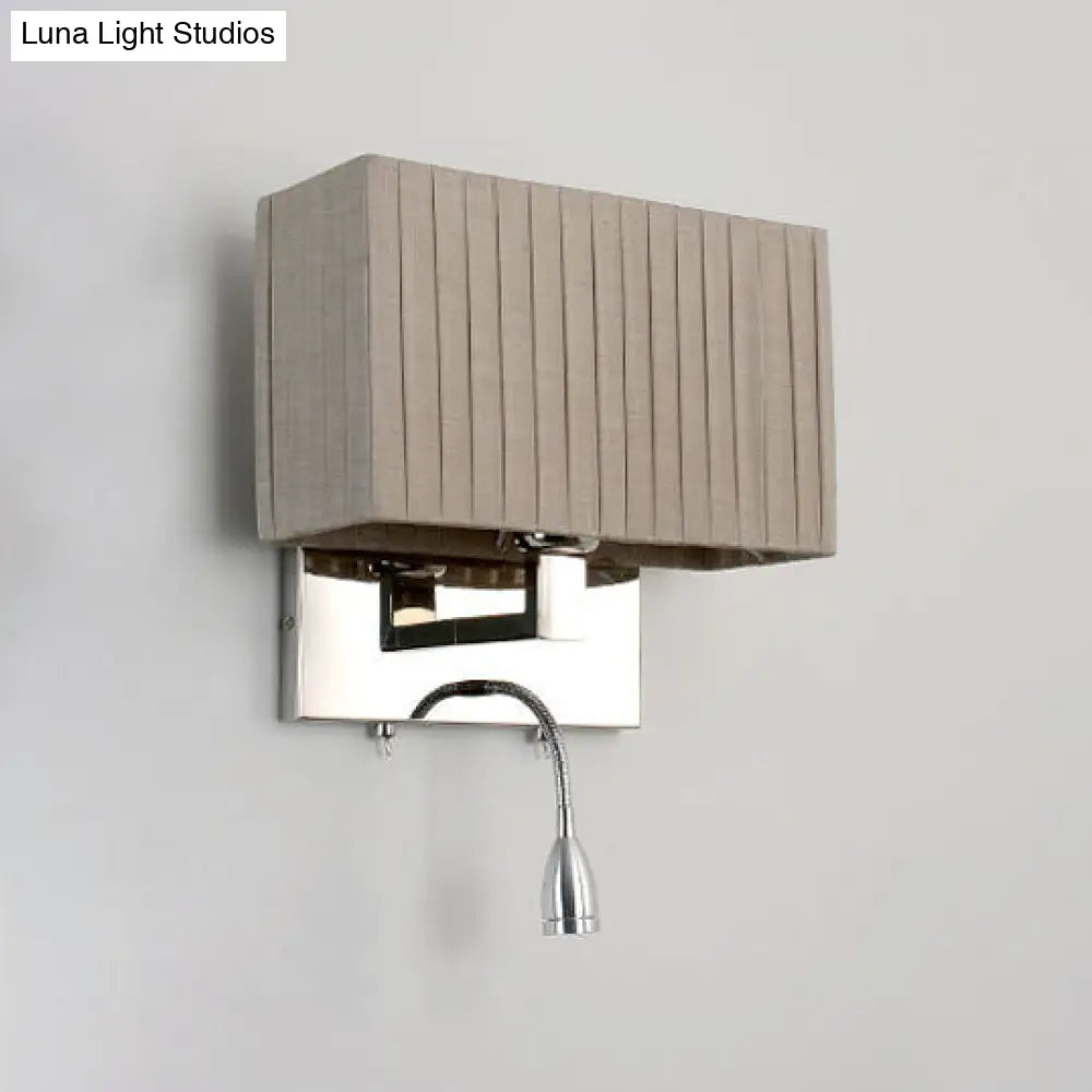 DecorBites™ Modern Rectangle Fabric LED Wall Sconce in Beige