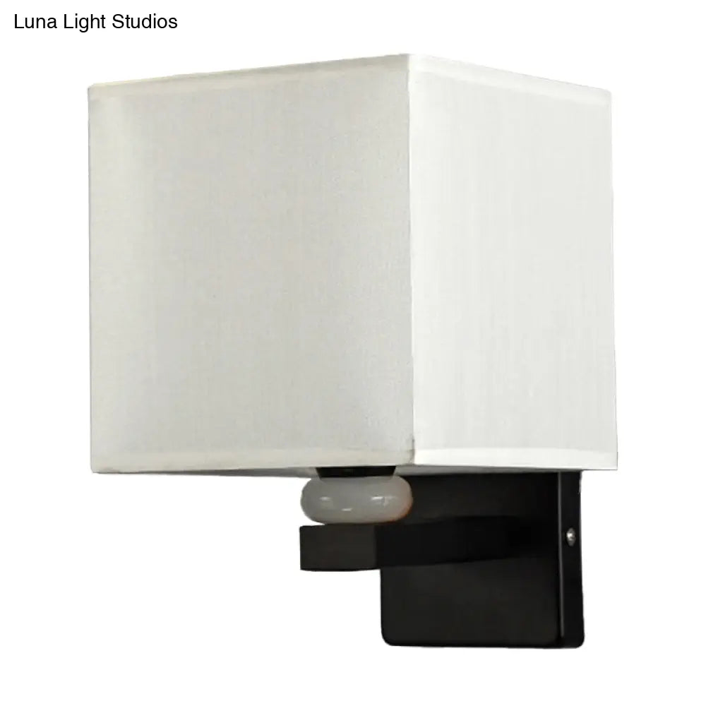 DecorBites™ Modern Rectangle Fabric Wall Lamp with Faux Jade Decor - Flaxen/White/Beige 1-Bulb Fixture