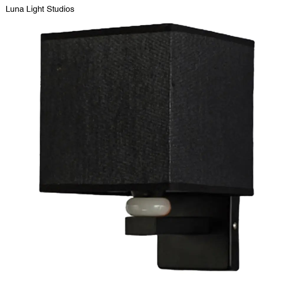 DecorBites™ Modern Rectangle Fabric Wall Lamp with Faux Jade Decor - Flaxen/White/Beige 1-Bulb Fixture