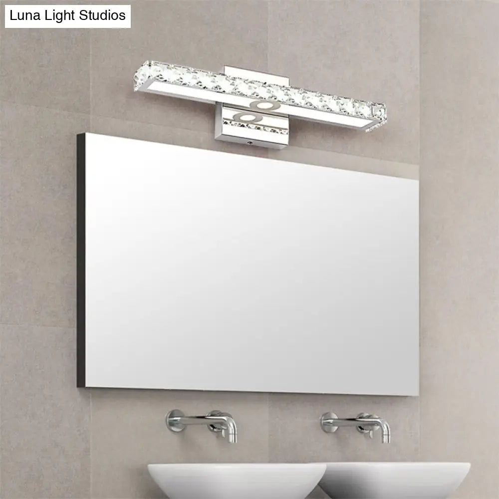 DecorBites™ Modern Rectangle Vanity Wall Sconce with Clear Crystal Integrated LED - Bathroom Wall Lamp