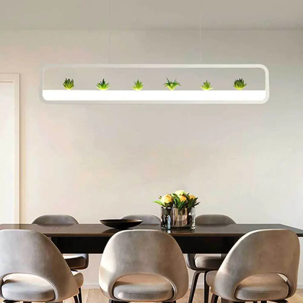 DecorBites™ Modern Rectangular Acrylic Island Chandelier - LED Dining Room Ceiling Light (27.5"/39" Long) - Black/White