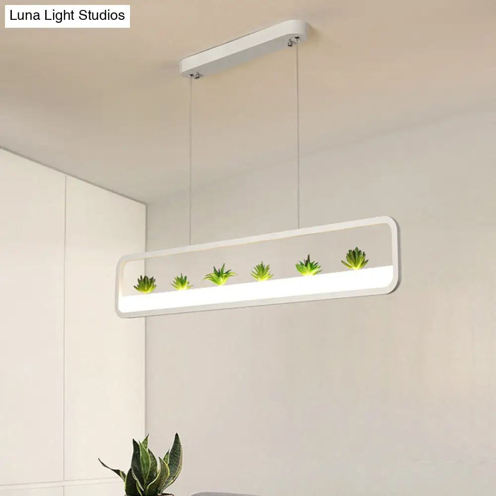 DecorBites™ Modern Rectangular Acrylic Island Chandelier - LED Dining Room Ceiling Light (27.5"/39" Long) - Black/White