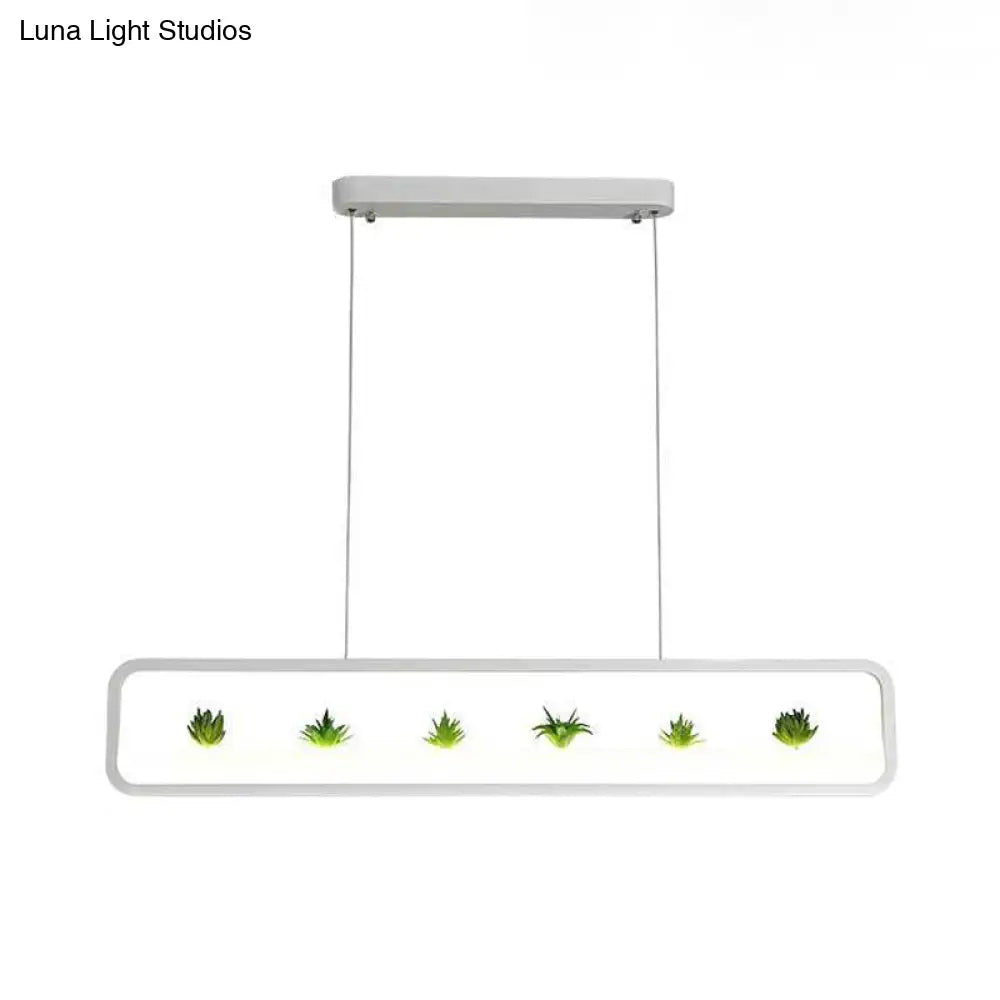 DecorBites™ Modern Rectangular Acrylic Island Chandelier - LED Dining Room Ceiling Light (27.5"/39" Long) - Black/White
