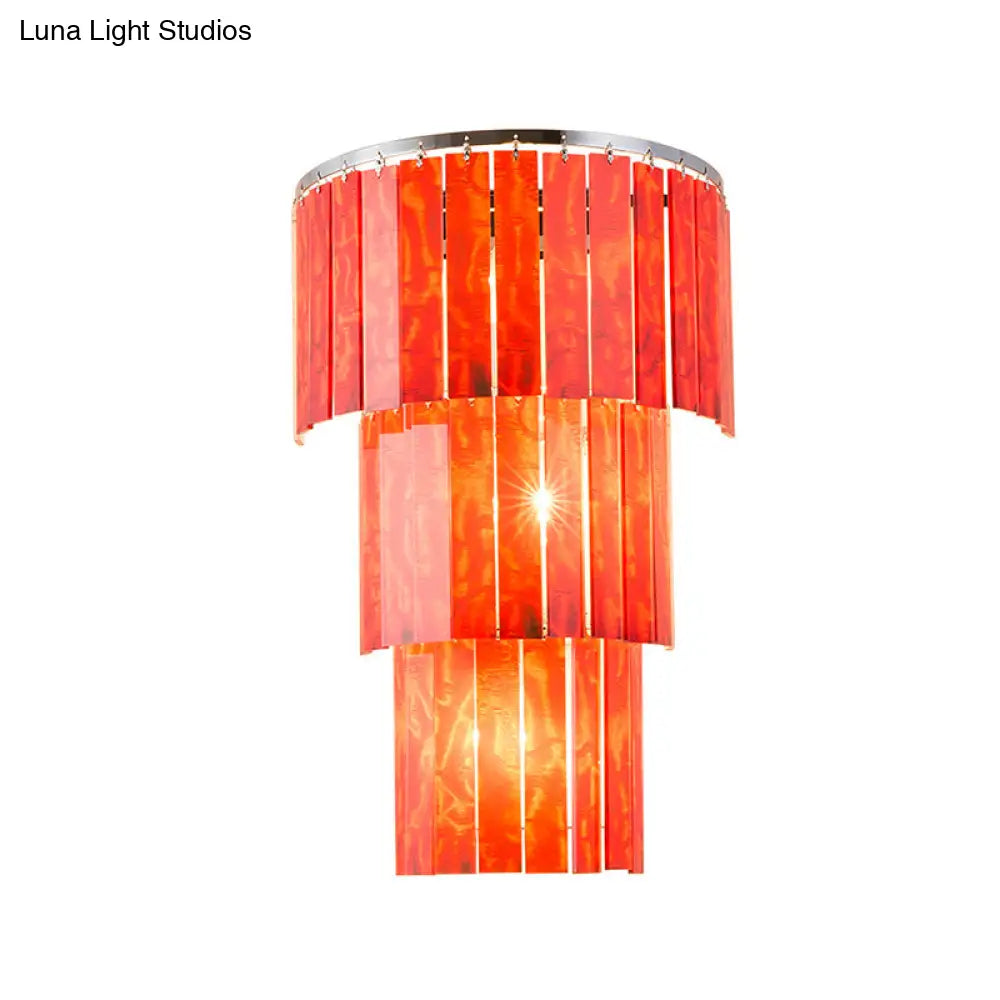 DecorBites™ Modern Red Prism Wall Sconce - 2-Light Acrylic and Steel Lamp for Living Room