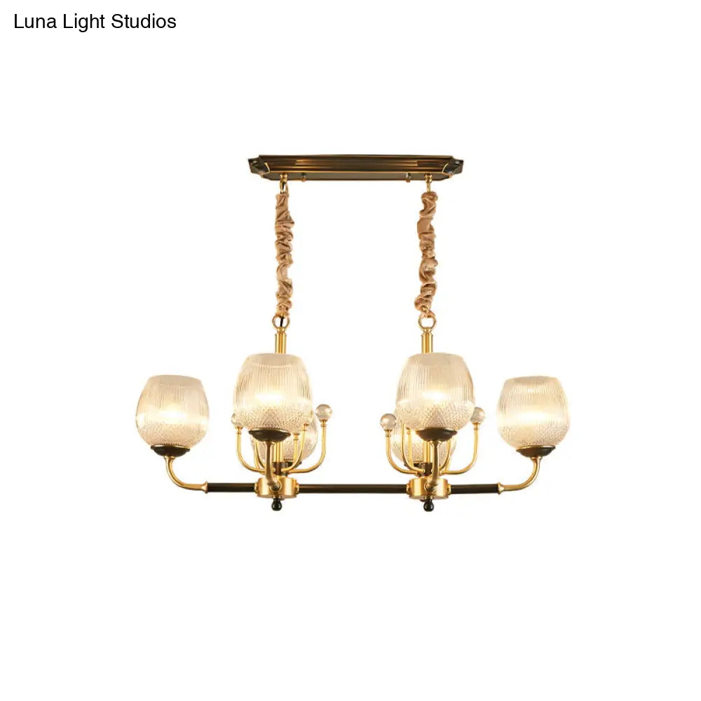 DecorBites™ Modern Ribbed Glass Island Pendant with 6 Bulbs, Gold and Black