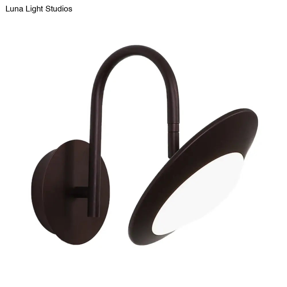 DecorBites™ Modern Rotatable Urn Wall Sconce Lamp in Metallic White/Coffee with LED Lighting and Gooseneck Arm for Bedroom