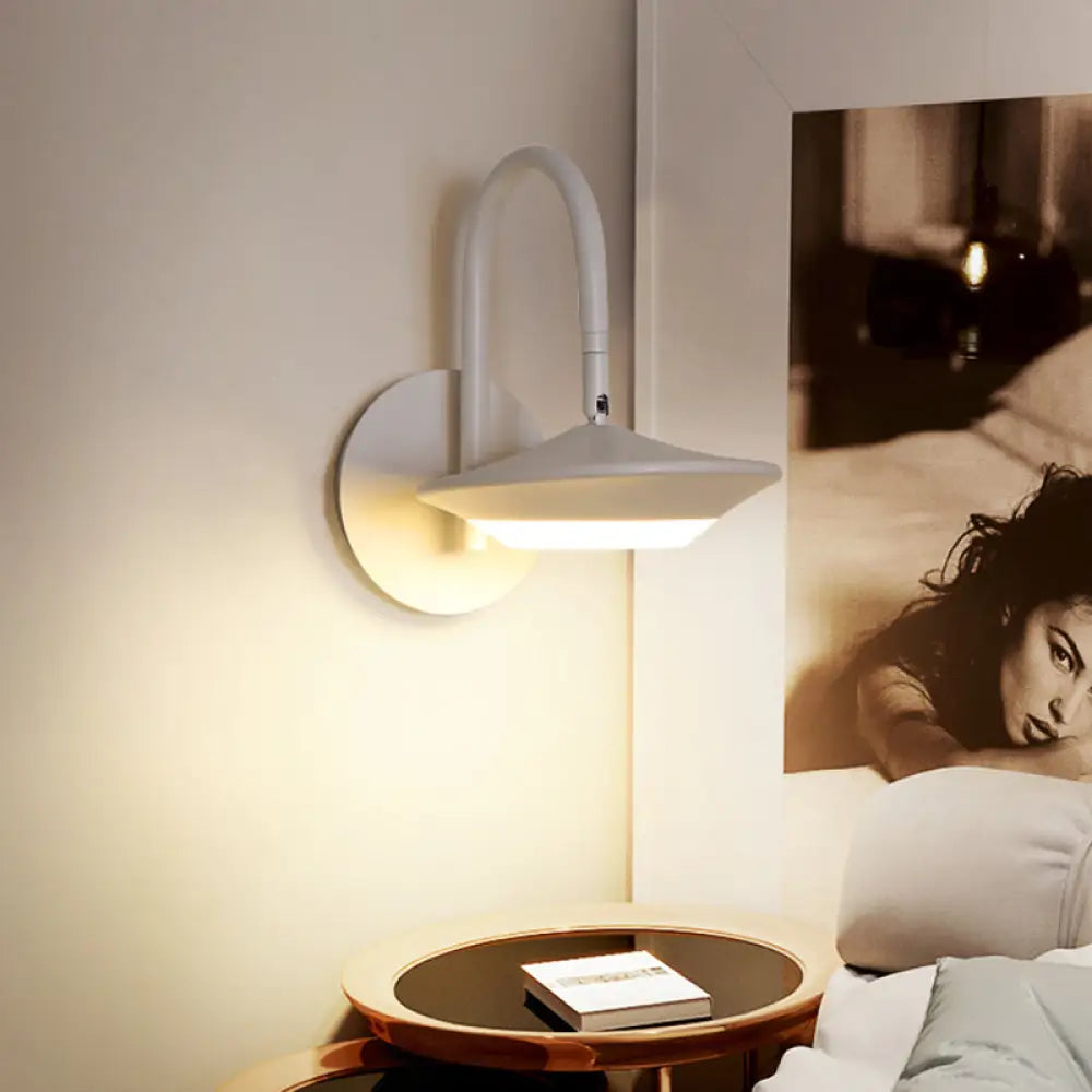 DecorBites™ Modern Rotatable Urn Wall Sconce Lamp in Metallic White/Coffee with LED Lighting and Gooseneck Arm for Bedroom