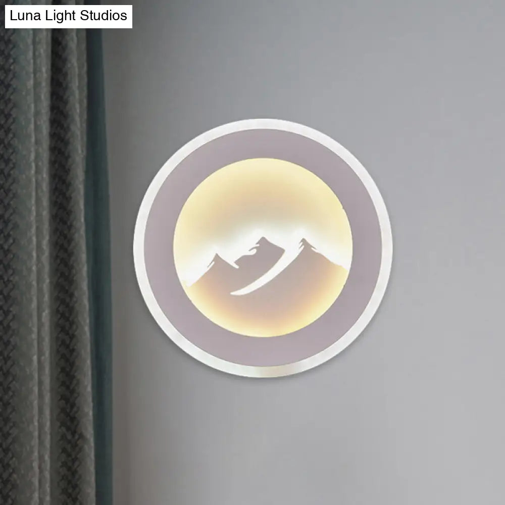 DecorBites™ Modern Round LED Wall Sconce Light with Acrylic Mountaintop Pattern