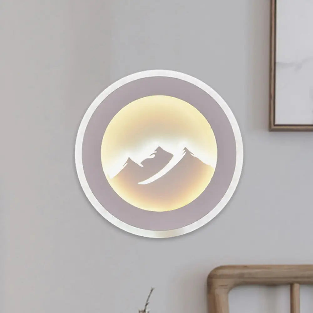 DecorBites™ Modern Round LED Wall Sconce Light with Acrylic Mountaintop Pattern