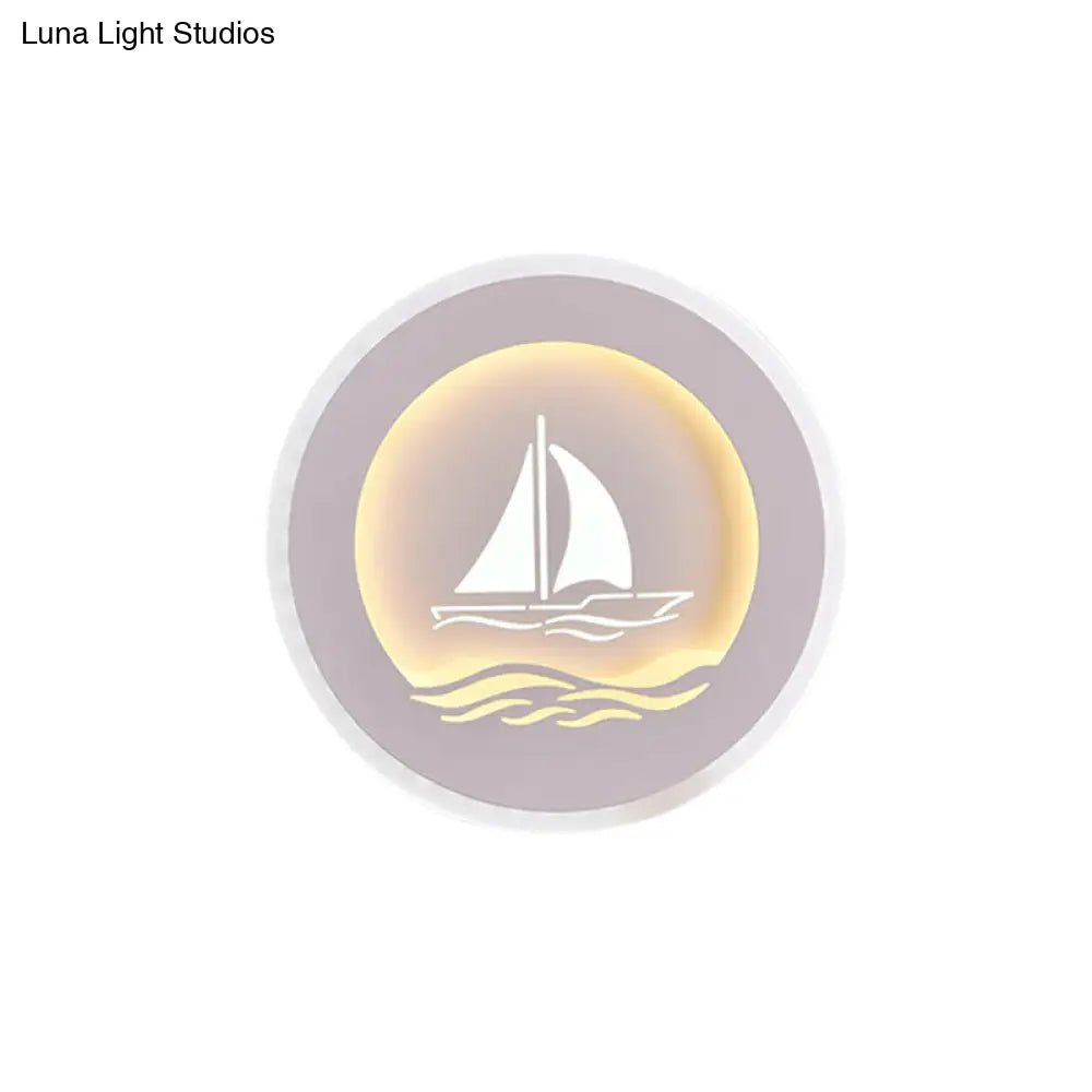 DecorBites™ Modern Sailboat/Tree Pattern LED Sconce for Studying, Simplicity White Wall Light