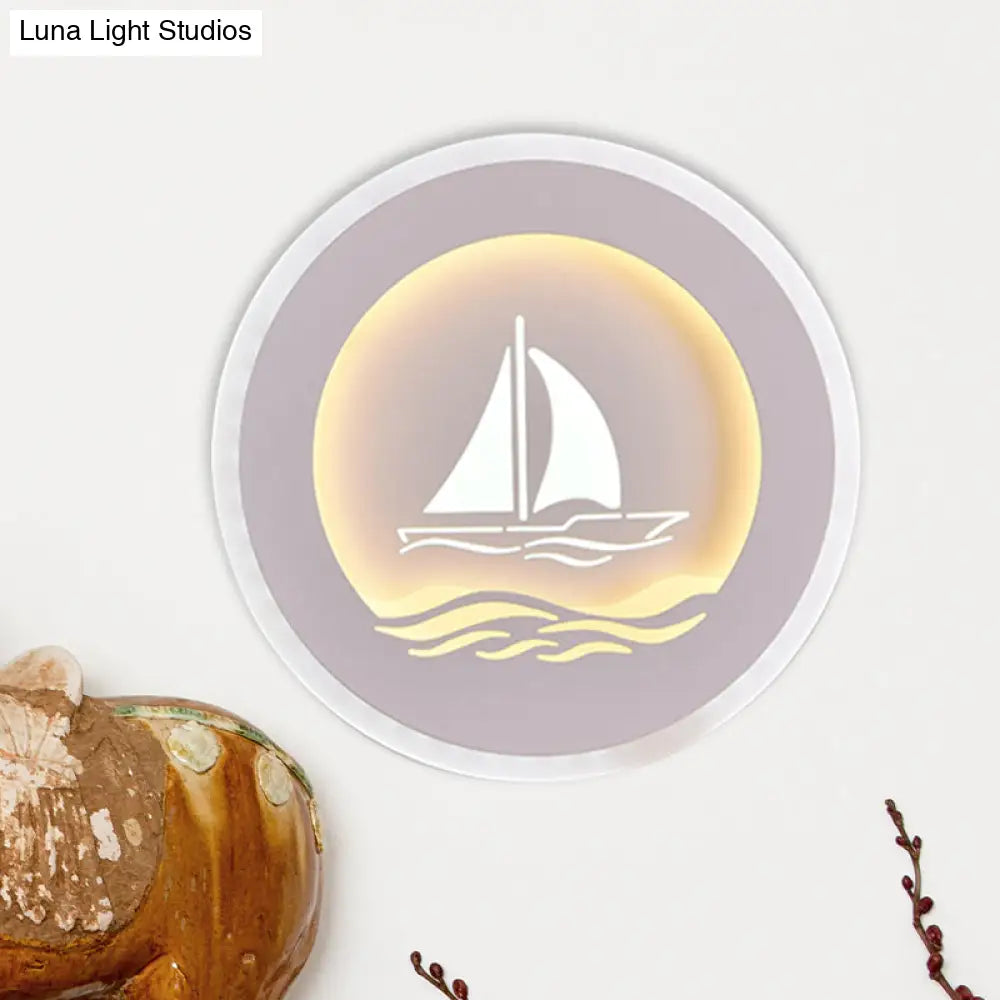 DecorBites™ Modern Sailboat/Tree Pattern LED Sconce for Studying, Simplicity White Wall Light