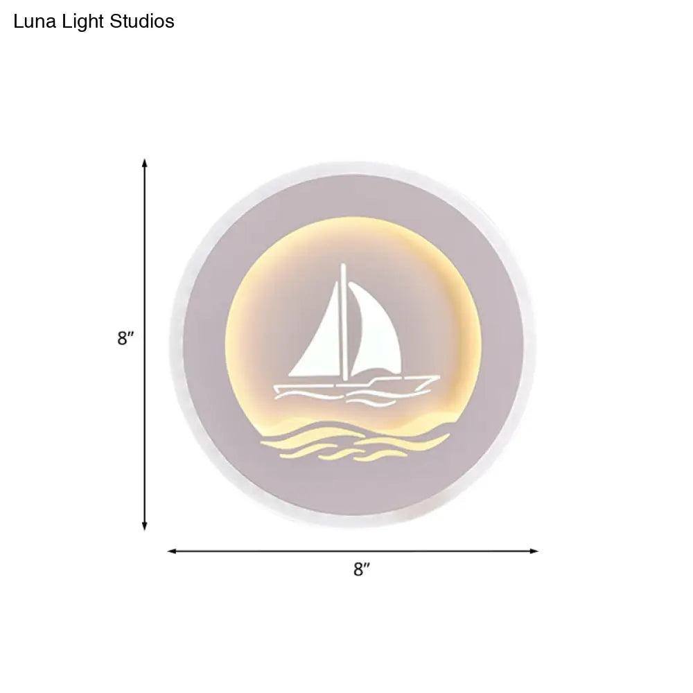 DecorBites™ Modern Sailboat/Tree Pattern LED Sconce for Studying, Simplicity White Wall Light