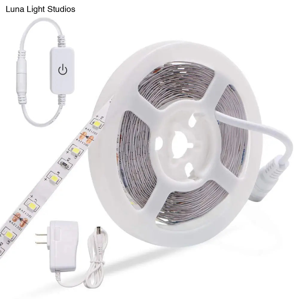 DecorBites™ Modern Slim Vanity Strip Light: Metal LED Make-Up Lighting in White with On/Off Switch