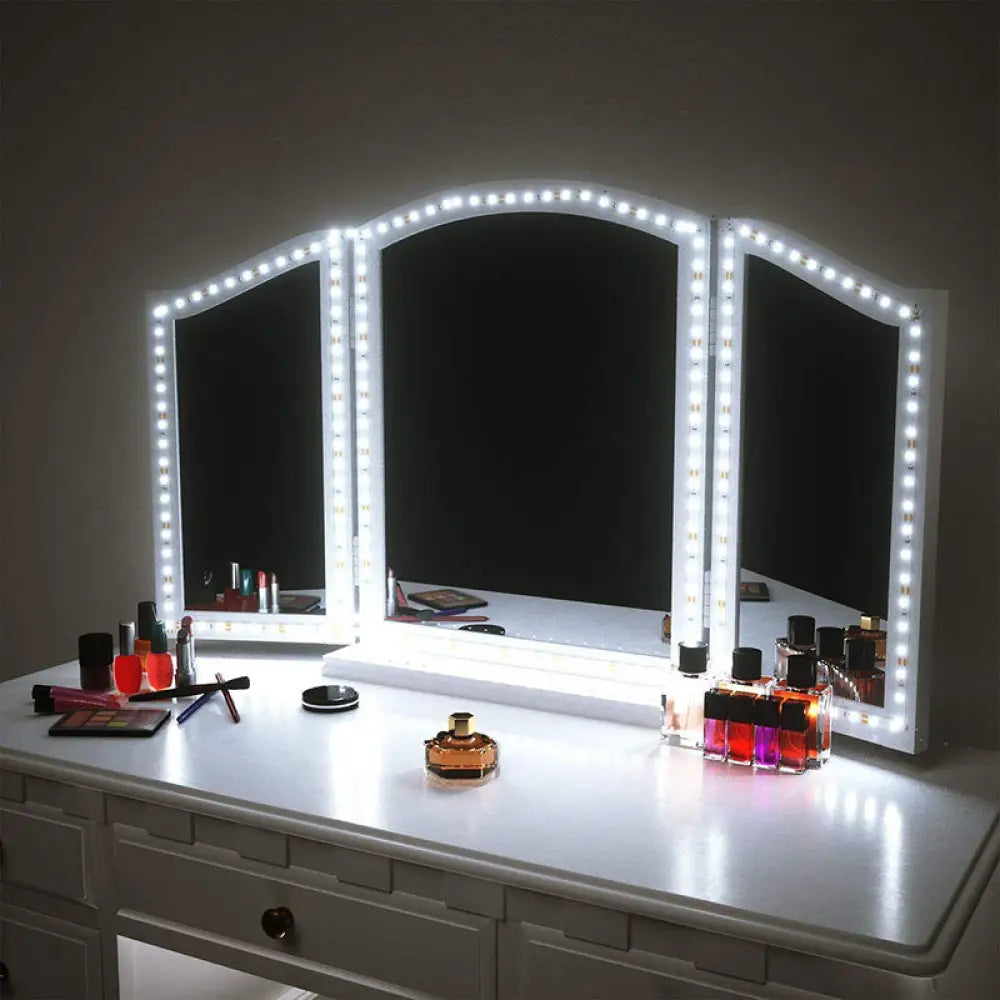 DecorBites™ Modern Slim Vanity Strip Light: Metal LED Make-Up Lighting in White with On/Off Switch