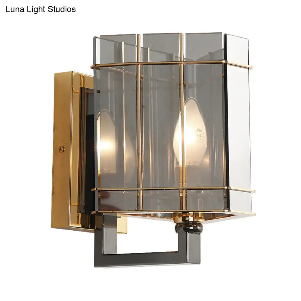 DecorBites™ Modern Smoke Gray Glass Triangle Sconce Wall Lamp for Bedroom