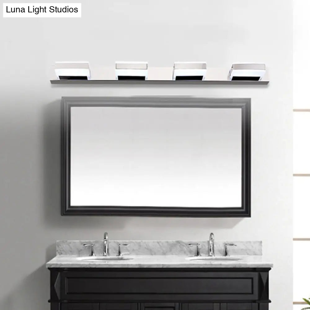 DecorBites™ Modern Square Acrylic Vanity Light with Chrome Wall Mount - Available in 1-4 Lights