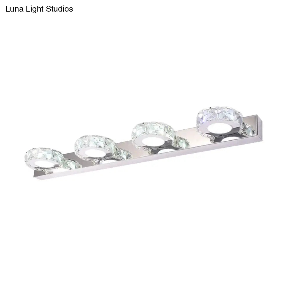 DecorBites™ Modern Stainless Steel Crystal Vanity Sconce - 3/4 Light Beveled Design for Round/Square Bathroom Wall Mount