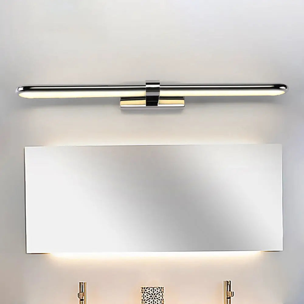 DecorBites™ Modern Stainless Steel LED Wall Lamp with Acrylic Oval Shade - Chrome Vanity Lighting Fixture, 16"/19.5" Width