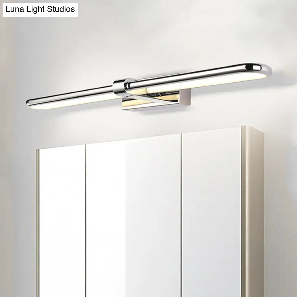 DecorBites™ Modern Stainless Steel LED Wall Lamp with Acrylic Oval Shade - Chrome Vanity Lighting Fixture, 16"/19.5" Width