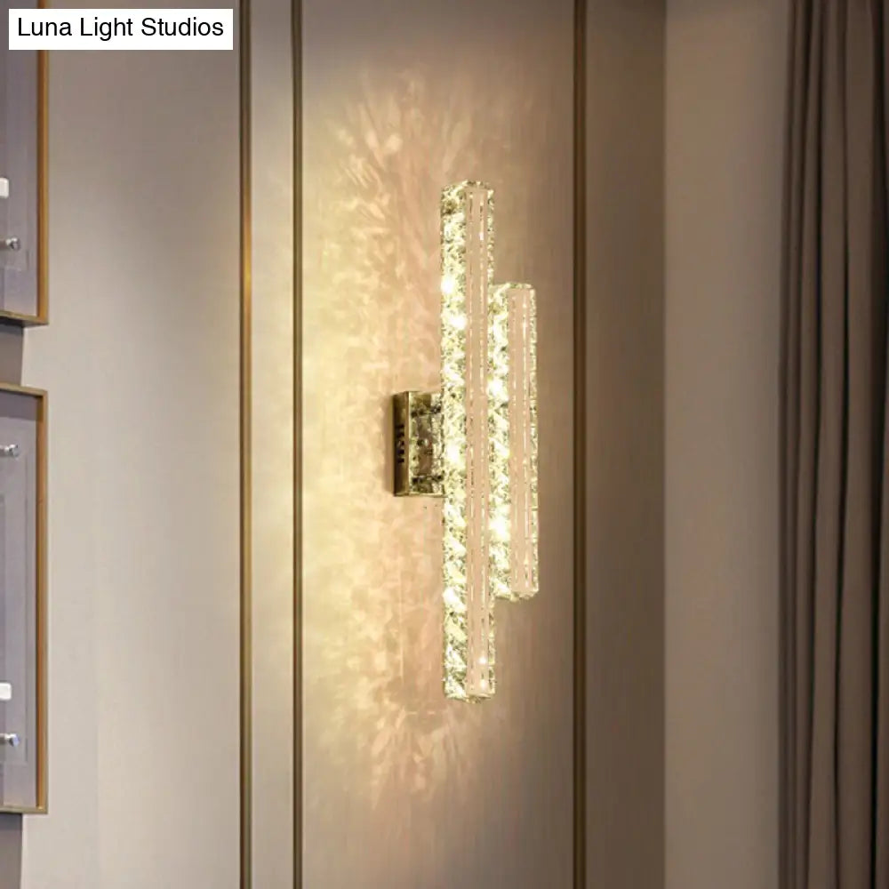 DecorBites™ Modern Stainless-Steel LED Wall Mount Light with K9 Crystal Accent - Perfect for Living Room