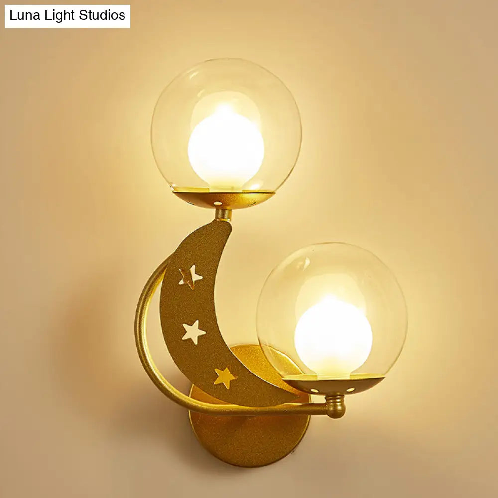 DecorBites™ Modern Style Black/Gold Ball Wall Sconce: 2-Light Clear Glass Wall Mount Lamp Kit