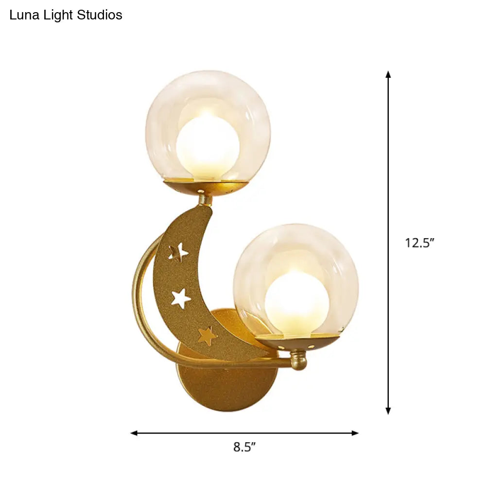 DecorBites™ Modern Style Black/Gold Ball Wall Sconce: 2-Light Clear Glass Wall Mount Lamp Kit