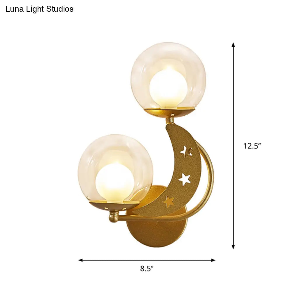 DecorBites™ Modern Style Black/Gold Ball Wall Sconce: 2-Light Clear Glass Wall Mount Lamp Kit