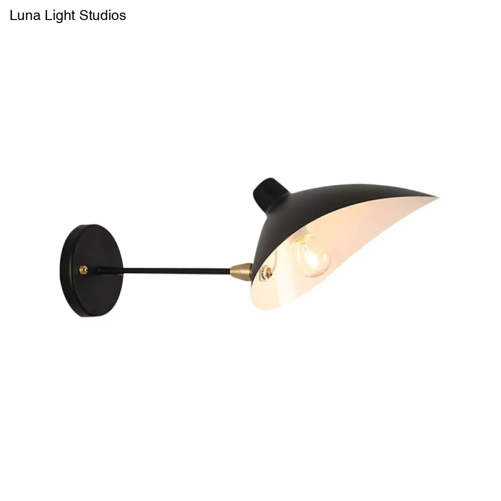 DecorBites™ Modern Style Duckbill Shade Wall Lamp with Metallic Finish, Black Sconce Lighting – Straight/Curved Arm