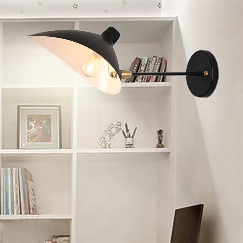 DecorBites™ Modern Style Duckbill Shade Wall Lamp with Metallic Finish, Black Sconce Lighting – Straight/Curved Arm