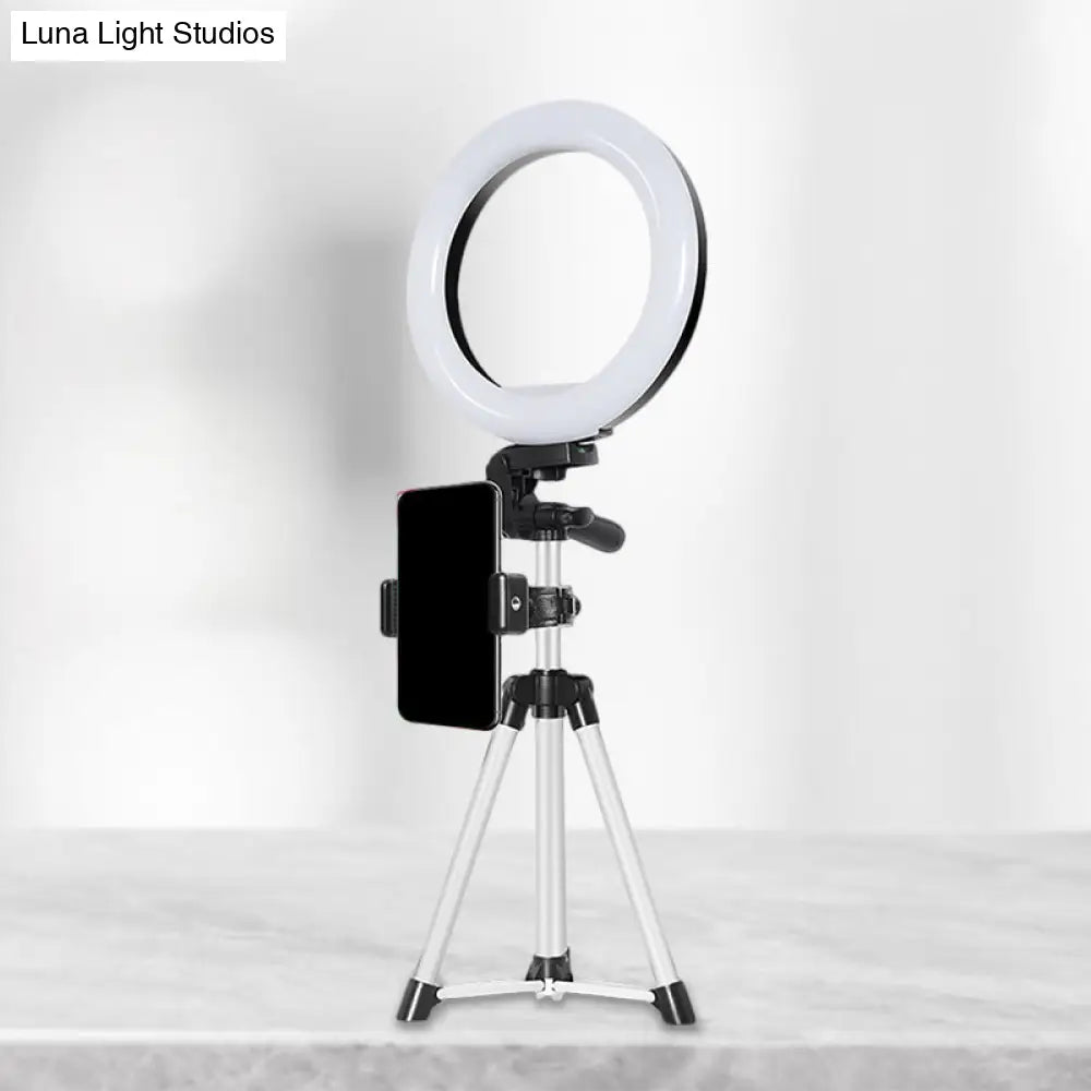 DecorBites™ Modern Style USB LED Fill Flash Light with Tripod Design - Circle Metallic Vanity Lighting (Black)