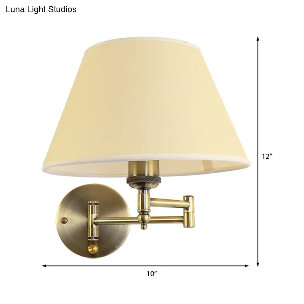 DecorBites™ Modern Swing Arm Paper Wall Mount Lamp with Shade - 1 Light White/Beige Sconce for Living Room