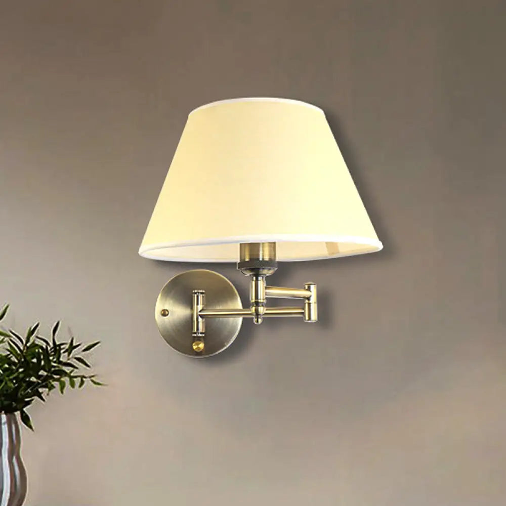 DecorBites™ Modern Swing Arm Paper Wall Mount Lamp with Shade - 1 Light White/Beige Sconce for Living Room