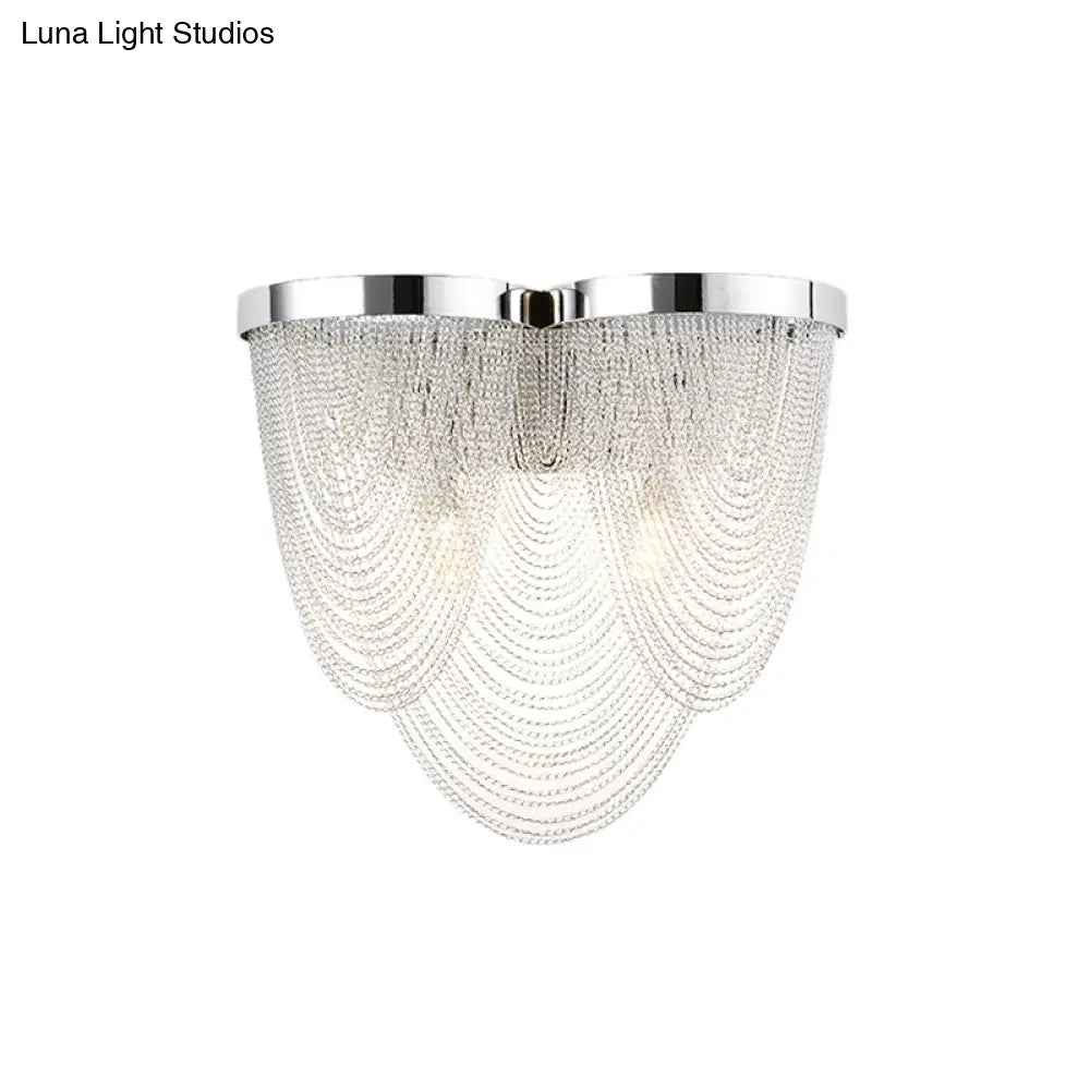 DecorBites™ Modern Tassel Wall Light with 2 Aluminum Lights in Chrome Finish for Bedroom