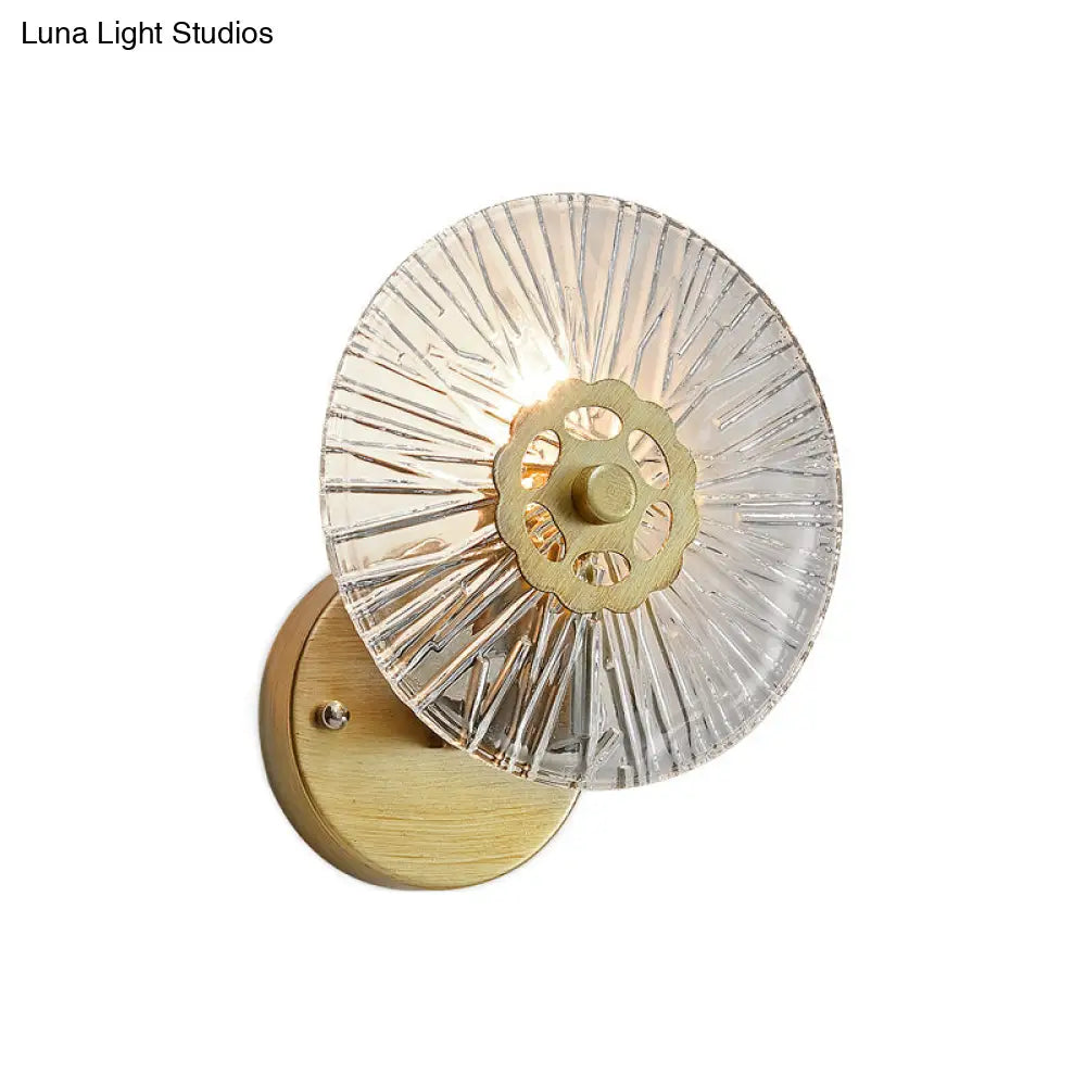 DecorBites™ Modern Textured Wall Lamp with Clear Crystal and Metallic Finish in Gold