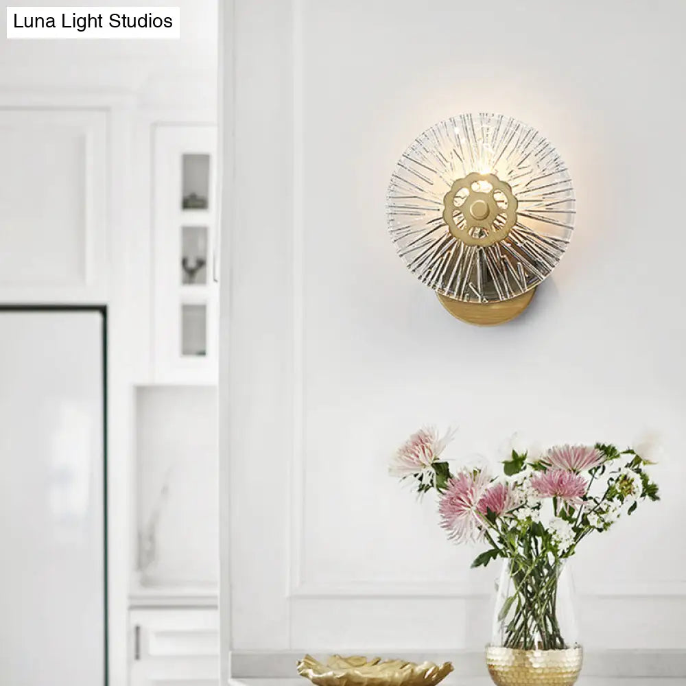 DecorBites™ Modern Textured Wall Lamp with Clear Crystal and Metallic Finish in Gold