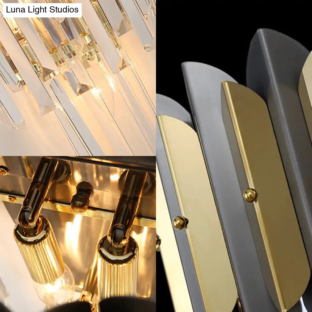 DecorBites™ Modern Tiered Crystal Sconce Light Fixture - 3 Lights, Bedroom Wall Lighting