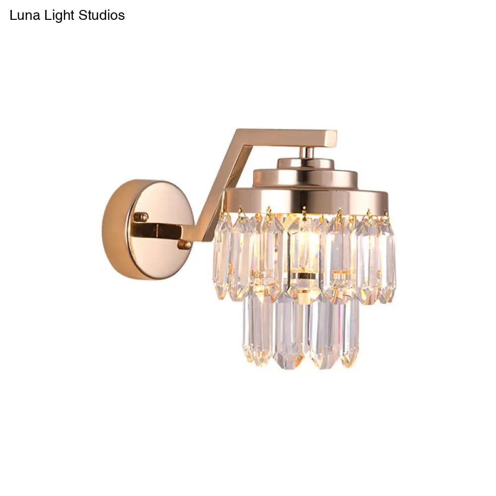 DecorBites™ Modern Tri-Sided Crystal Rod Gold Wall Sconce with Single Bulb - Elegant Wall Mount Lighting Fixture