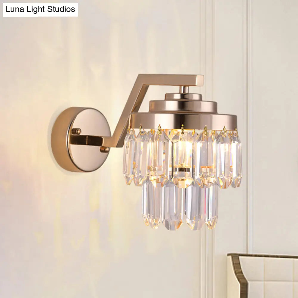 DecorBites™ Modern Tri-Sided Crystal Rod Gold Wall Sconce with Single Bulb - Elegant Wall Mount Lighting Fixture